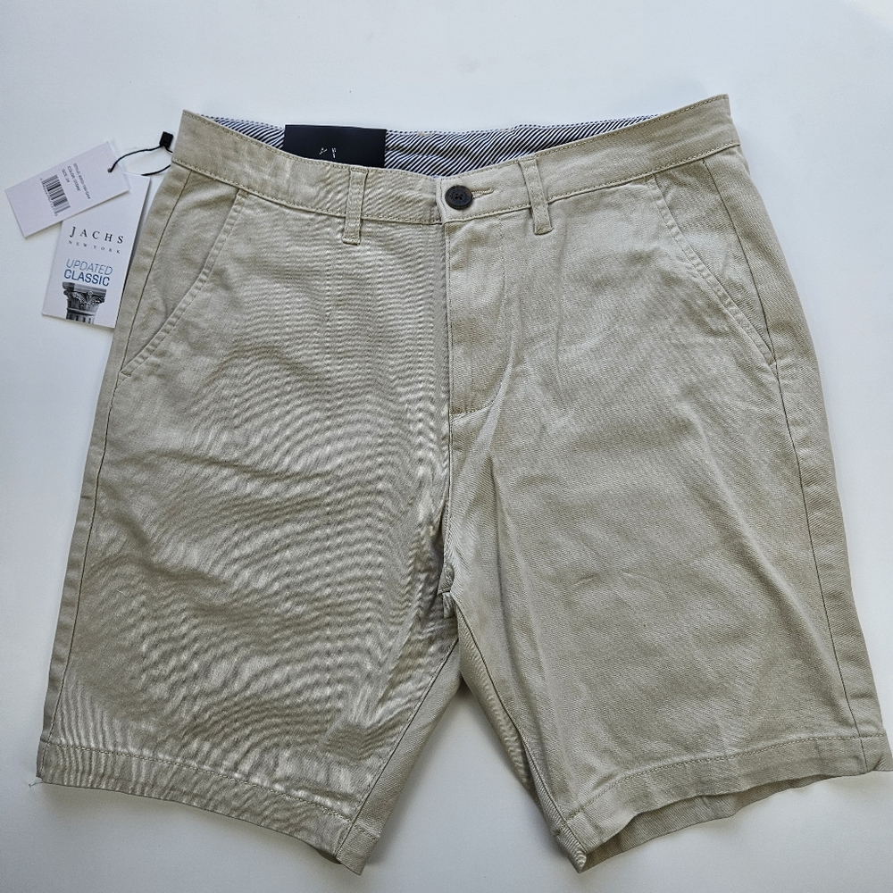 NWT Jachs Men's Light Khaki Flat-Front Bleecker Shorts 29 Waist